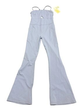 Light Gray Strappy Wide-Leg Jumpsuit